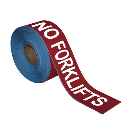 Superior Mark Floor Marking Message Tape, 4in x 100Ft , NO FORKLIFTS IN-50-633I